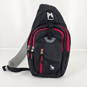 OIWAS Small Crossbody Sling Backpack Black Red "Pack Your World"